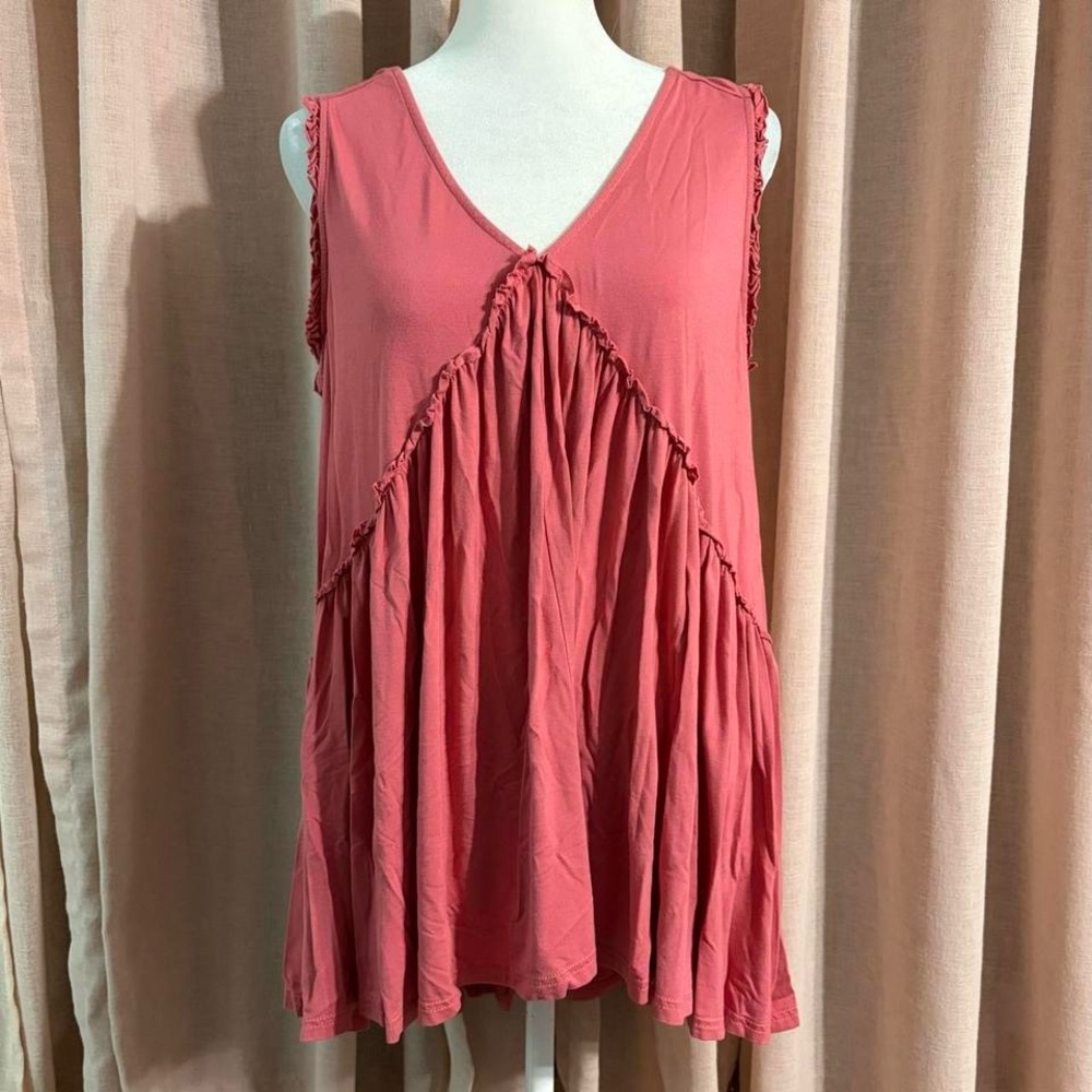 Kori Pink Flowy Ruffle Babydoll Top